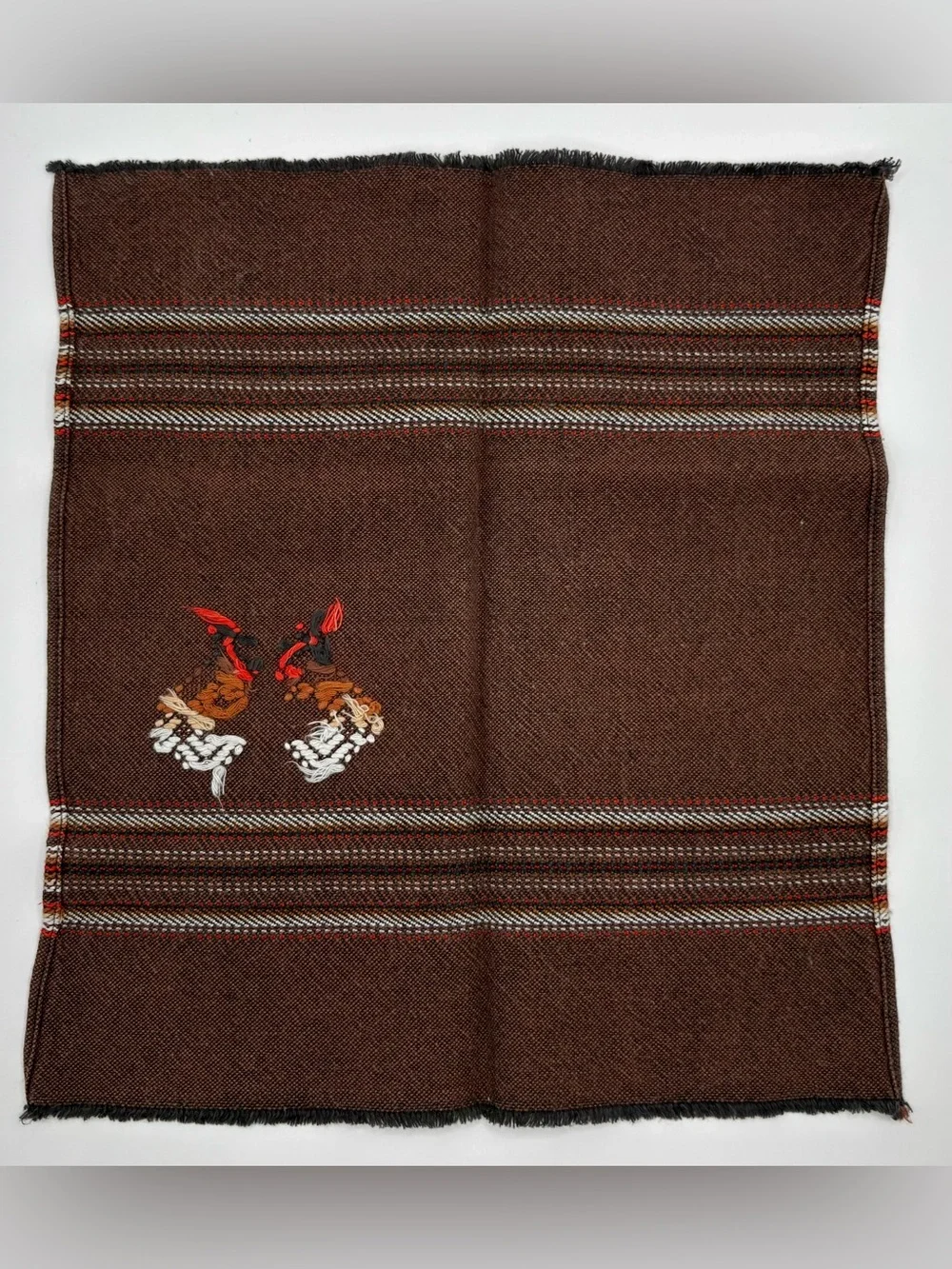 Vintage Set of 8 Woven Cotton Napkins: Retro Rooster Design